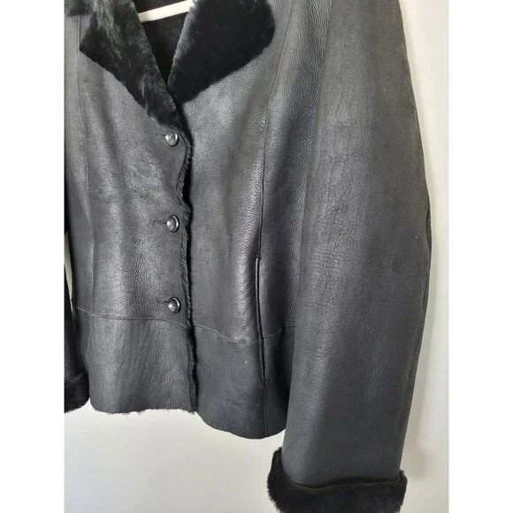 Autunno Collezione Sheepskin Leather Coat Sherpa Lined Made in Turkey Medium
